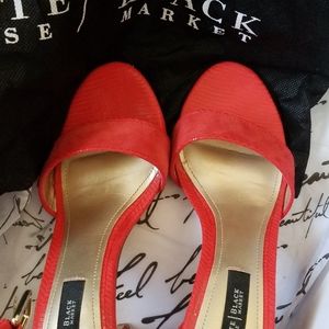 White House Black Market Red Suede Heels